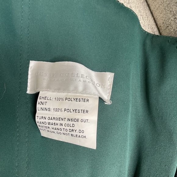 Dessy Collection Off-Shoulder A-Line 3D Floral Embroidered Evergreen Maxi Dress - Picture 9 of 11